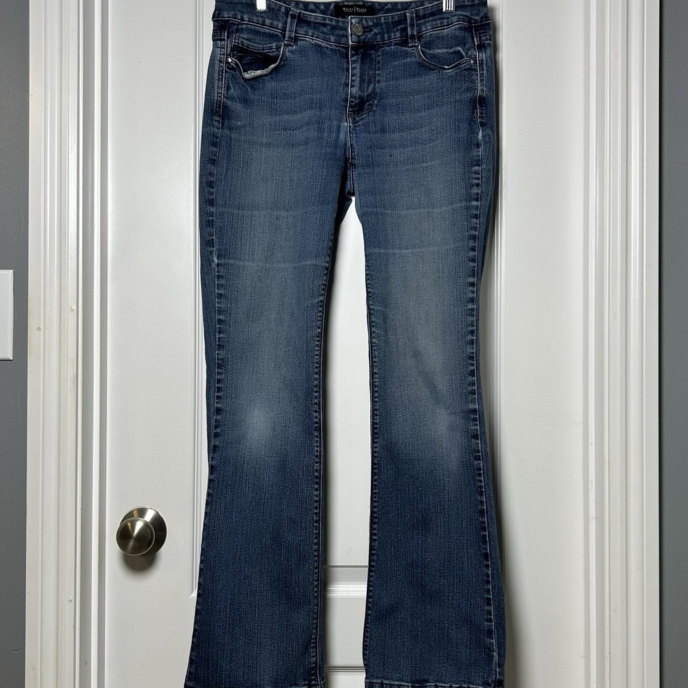 White House Black Market Contour Mid Wash Bootcut Jeans Y2K Indie 70s Boho Style